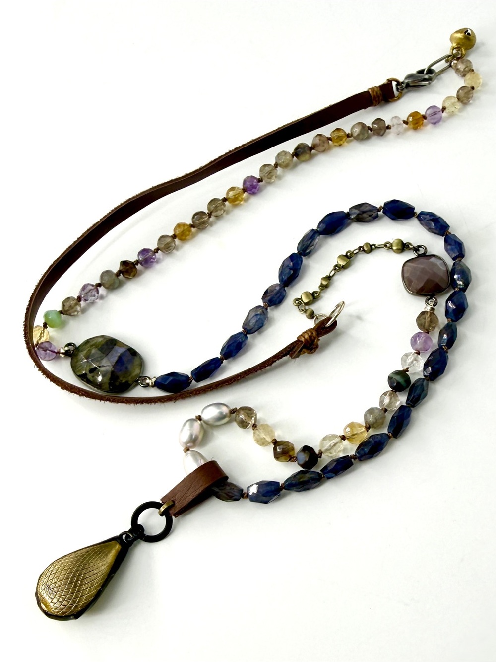 Long Mixed Gemstone Beaded Bohemian Necklace
